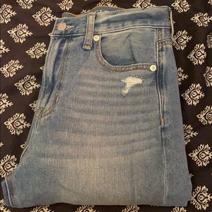 Distressed mom jeans